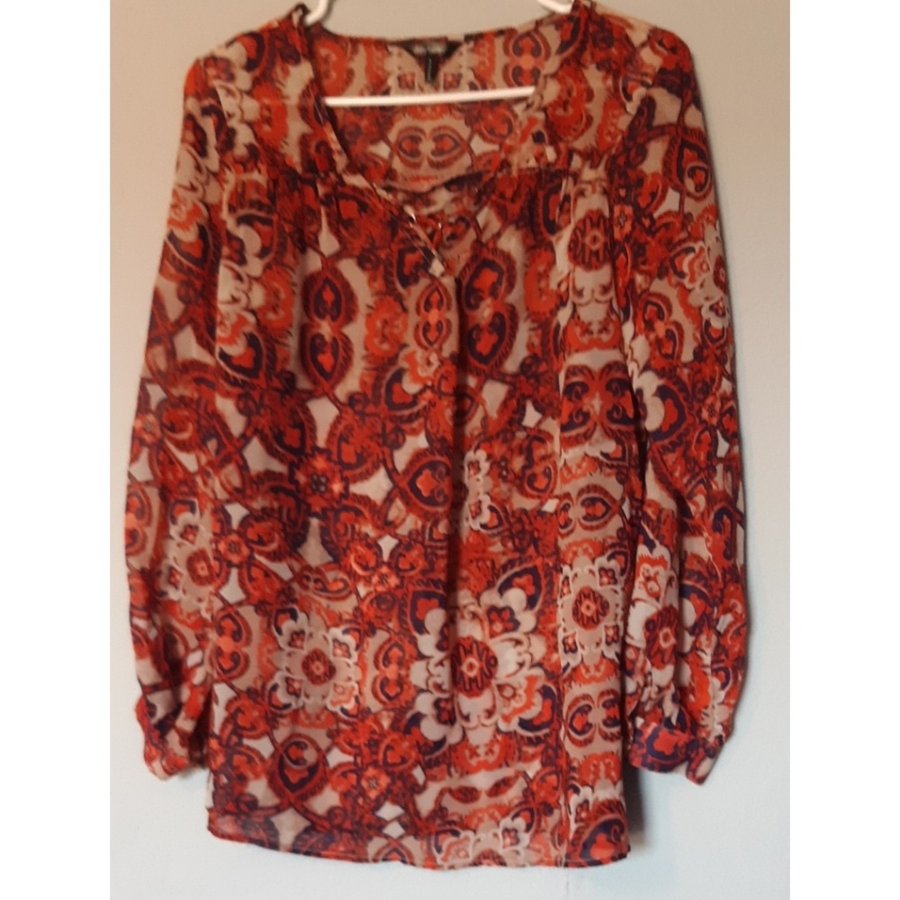 Daisy Fuentes sheer floral blouse